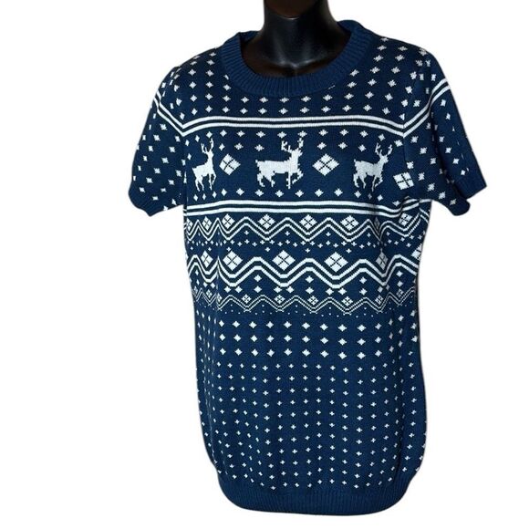 Tipsy elves women’s ugly Christmas sweater dress reindeer fair isle knit large - Picture 2 of 6